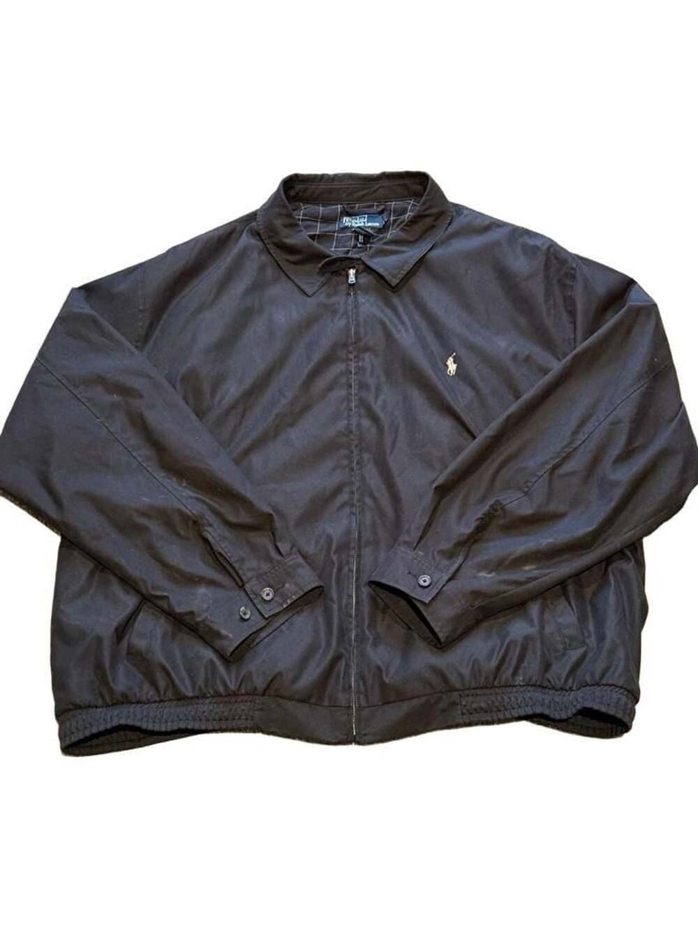 Polo by Ralph Lauren Black Plaid Lined Windbreaker Harrington Jacket 3XB